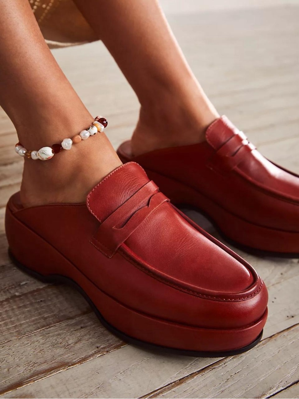 Free People Winston Platform Slip On Mule Rust Size 8.5